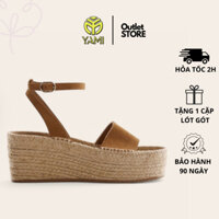 Sandal Nữ Hàng Hiệu Big Size, Giày Quai Hậu Nữ Đế Cói Chunky Quai Ngang Da Lộn Khóa Vòng Cổ Chân, Giày Xuất Xịn YAMI