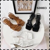 Sandal nữ mũi vuống quai dây chéo hậu gót vuông 3 phân SD003