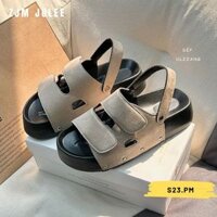 Sandal nữ QC quai ngang khuy khóa S.PM chất da mềm fullbox - Dép quai hậu nữ phom xinh