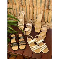 Sandal nữ quai ngang mảnh đế bệt hậu dây cài hanashoes