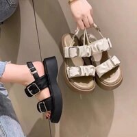 Sandal Quai Cài Đi Học Đi Chơi Đế Cao 4cm NHÚN LỚP Hot Trend