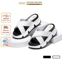Sandal Quai Ngang Đế Cao 5cm 2 Màu Đen - Trắng