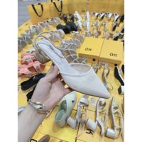 Sandal Quảng Châu nữ gót vuông 4 cm, Xăng đan quai đá bít mũi lưới thoáng khí hàng full box hãng BQ06