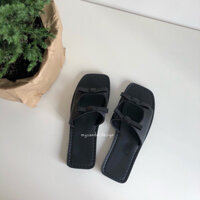 Sandal ribbon dép đế bằng nơ đế vuông (Ảnh Chính Chủ)