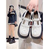 Sandal rọ mõm cho nữ đế dày cao 5cm mũi vuông có khoá cài