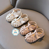 Sandal rọ tập đi da PU khoét hình học thoáng khí dễ thương cho bé gái - dép quai hậu đế kếp êm chân chống trơn trượt