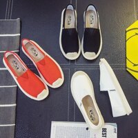 sandal Slip on cói nữ - Giày lười vải nữ cao cấp - 3 màu đen, đỏ và trắng - Mã SP B17