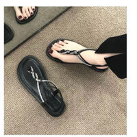 Sandal xỏ ngón đính đá phong cách cho bạn gái, dép bánh bèo cá tính đi biển, đi chơi