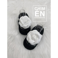 Sandal xỏ ngón hoa trà