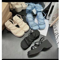 Sandal xuồng si sáp quai xoắn cao 7 cm - Giày Lily