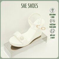 SANDAL XUỒNG  TRẮNG VOAN ĐÍNH ĐÁ MẶT TRỜI 10p - độc quền bởi SHESHOES - SDX09032