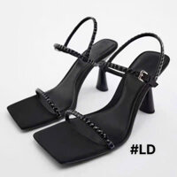🍒🍒🍒Sandal Zara quai mảnh đá đen dáng basic đơn giản mà vẫn sang, gót 7f ⚜Size 35–39 fullbox 💵