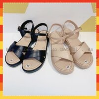 SANDALS ĐẾ XUỒNG QUAI CHÉO CHẤT MỀM DỄ ĐI SẴN MÀU ĐEN-BE