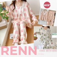 SẴN_DEAL 169K_CÓ BIGSIZE đến 75kg_Bộ Ngủ Pyjama Phối Ren Bông Mây / Bông Yunduo Mùa Thu Đông MOEN64