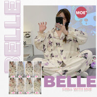 SẴN_DEAL 189k_CÓ BIGSIZE đến 75kg_Bộ Ngủ Pyjama Phối Bèo Belle Bông Mây / Bông Yundu