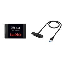 SanDisk SSD Plus 2TB Internal SSD - SATA III 6 Gb/s, 2.5%22/7mm, Up to 535 MB/s - SDSSDA-2T00-G26 Bundle with Sabrent USB 3.0 to SSD / 2.5-Inch SAT...