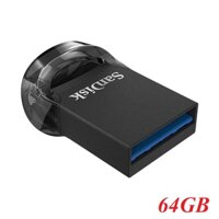 SanDisk Ultra 19106 CZ430 64GB Fit USB 3.1 Flash Drive USB3.1 BlacK Plug & Stay