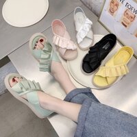 SANG CHẢNH ( Đi được 2 kiểu ) Sandal nữ quai chéo rèm bánh bèo hot .. .. RẺ ĐẸP . new mùa thu NEW H2