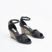 SANG CHẢNH Giày Sandal Đế Xuồng Cao Gót 7cm Giả Da Trăn Màu Đen Pixie X455 . . RẺ ĐẸP . new mùa thu NEW H2