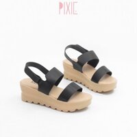 SANG CHẢNH Giày Sandal Đế Xuồng 5cm Siêu Nhẹ Quai Ngang Màu Đen Pixie X425 . . RẺ ĐẸP . new mùa thu NEW H2