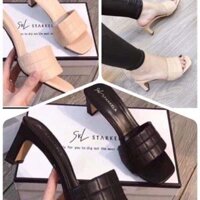 SANG CHẢNH Guốc mũi vuông gots5p màu đen kem RẺ ĐẸP