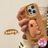 Sáng Tạo 3D Feel Hoạt Hình Capybara Ốp lưng Tương Thích Cho iPhone 16 15 14 13 12 Pro Max Ngộ nghĩnh Mới Hợp Thời Trang TPU Mềm Silicon Chống Sốc Ốp Lưng Bảo Vệ