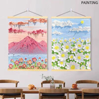 Sáng Tạo Chữa Bệnh Phong Cảnh Vẽ Tay Cuộn Treo Tranh Dầu Pastel Ấm Phòng Ngủ Đầu Giường Nền Trang Trí Tường