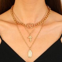 Sáng Tạo Đa Năng Vintage Chữ Thập Hình Mặt Dây Chuyền Vòng Cổ Cho Nữ Nhiều Lớp Tính Khí Trang Sức