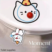 Sáng Tạo Dễ Thương Màu Đỏ Nốt Mèo Con Nắp Bồn Cầu Kéo Nhà Chung Chống Thấm Nước Chống Bẩn Tiện Lợi Tay Cầm Vòng Vệ Sinh