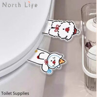 Sáng Tạo Dễ Thương Màu Đỏ Nốt Mèo Con Nắp Bồn Cầu Kéo Nhà Chung Chống Thấm Nước Chống Bẩn Tiện Lợi Tay Cầm Vòng Vệ Sinh