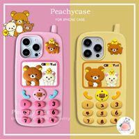 Sáng Tạo Dễ Thương Rilakkuma Gấu Nút Điện Thoại Ốp lưng Tương Thích Cho iPhone 16 15 14 13 12 Pro Max 16pro Ốp Lưng Silicon Mềm Vỏ Chống Sốc