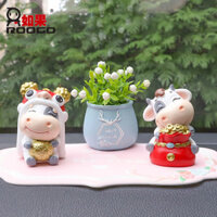 Sáng Tạo Đồ Trang Trí Ô Tô Hoạt Hình Phụ Kiện Ô Tô Trang Trí Nội Thất Ô Tô Cung Hoàng Đạo Động Vật Đêm Giao Thừa Phước Lành Năm Mới Trang Trí Ô Tô Bò