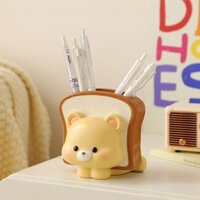 Sáng Tạo Gấu Mặt Sau Bánh Mì Hình Bút Giá Đỡ Hoạt Hình Hàng Hóa Văn Phòng Sinh Viên Để Bàn Đồ Lặt Vặt Hộp Bảo Quản Trang Trí Đồ Trang Trí