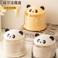 Sáng Tạo Gấu Trúc Để Bàn Thùng Rác Nhà Phòng Khách Ánh Sáng Sang Trọng Nhỏ Giỏ Giấy Có Nắp Mini Lật Thùng Rác Nhựa