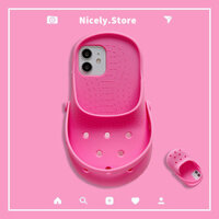 Sáng Tạo Hoa Hồng Đỏ Crocs Dép Silicon Ốp lưng Tương Thích Cho iPhone 15 14 13 12 Pro Max 11 11Promax Ốp Lưng Chống Rơi Vỏ Di Động
