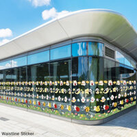 Sáng Tạo Hoạt Hình Eo Kính Miếng Dán Lớp Đào Tạo Cửa Hàng Trường Học Trang Trí Cửa Sổ Chống Va Chạm Tĩnh Điện Cửa Sổ Lưới Tản Nhiệt Miếng Dán