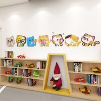 Sáng Tạo Mèo 3D Dán Tường Mẫu Giáo Phòng Trẻ Em Trang Trí Tường Hoạt Hình Mèo Chống Thấm Nước Miếng Dán Decal