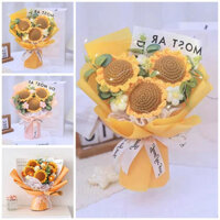 Sáng Tạo Móc Hoa Bó Hoa Handmade Đan Hoa Hướng Dương Đồ Dùng Quà Tặng