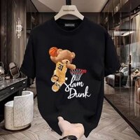 Sáng tạo mùa hè in họa Gấu hoạt hình Áo thun nam Bông cao cấp oversize 100% cotton unisex t-shirt