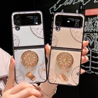 Sang trọng ✷ ❈ Giá đỡ vòng đồng hồ kim cương giả Vỏ điện thoại Samsung Galaxy Z Flip 4 Flip4 5G Vỏ kính cường lực pha lê Bling