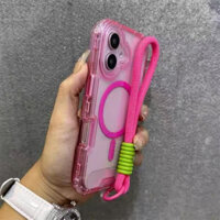 Sang Trọng 3 Trong 1 Màu Acrylic Từ Tính Có Vòng Tay Vỏ Điện Thoại Cho IPhone 16 Pro Max 15 14 13 12 11 16 Plus Vỏ Chống Sốc Bảo Vệ Ống Kính Máy Ảnh Ốp Lưng Cứng IPhone