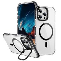 Sang Trọng Acrylic Trong Suốt Từ Kim Loại Giá Đỡ Ống Kính Ốp lưng Cho iPhone 16 15 14 13 12 Promax Plus 11 Sạc Không Dây Chống Sốc Cứng Ốp Lưng