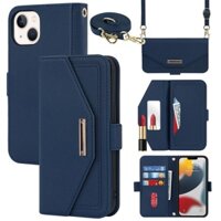 Sang Trọng Đeo Ngang Dây Đeo Chéo Da Khe Cắm Thẻ Gương Ốp Lưng Điện Thoại Cho iPhone 16 15 14 13 12 Promax 11 Ví PU Chống Sốc Vỏ Bảo Vệ