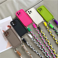 Sang Trọng Đeo Ngang Vòng Cổ Dây Dây Ốp Lưng Cho iPhone 15 Pro Max 14 13 12 11 Pro Max XS XR Lỏng Silicon Mờ Mềm Chống Sốc Bao