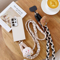 Sang Trọng Gấu Mặt Dây Chuyền Đeo Ngang Điện Thoại Di Động Dây Đeo Dây Dài Bện Đậm Dây Điện Thoại Kẹp Mặt Dây Chuyền
