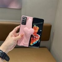 Sang trọng Hàn Quốc ❥ ❈ Giá đỡ dây đeo cổ tay trái tim tình yêu lớn Bao da màu hồng cho Samsung Galaxy Z Fold 6 5 4 3 2 5G Fold5 Fold4 Zfold3 Fold6