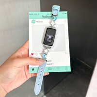 Sang Trọng Keo Mặt Trăng Lychee Dây Da Cho Huawei Band 9 10 Vòng Tay Thông Minh Dây Đeo Tay Huawei Band 8 Smartwatch Band