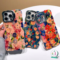 Sang Trọng Lấp Lánh Tranh Sơn Dầu Hoa Ống Kính Đứng Giá Đỡ Ốp lưng iPhone 16 15 14 11 13 12 Pro Max 16 Plus Bảo Vệ Chống Sốc Ốp Lưng Cứng