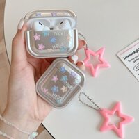 Sang Trọng Mạ Màu Kẹo Ngôi Sao Ốp Lưng Có Móc Khóa Cho AirPods 1 2 3 Pro AirPod Vỏ Tai Nghe Vỏ Bảo Vệ Mềm