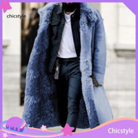 Sang Trọng Nam Mùa Đông Áo Khoác Lông Thú Giả Làm Dày Tay Dài Túi Màu Trơn Ấm Midi Chiều Dài Plus Kích Thước Nút Áo Ngoài Trời Cho Cắm Trại